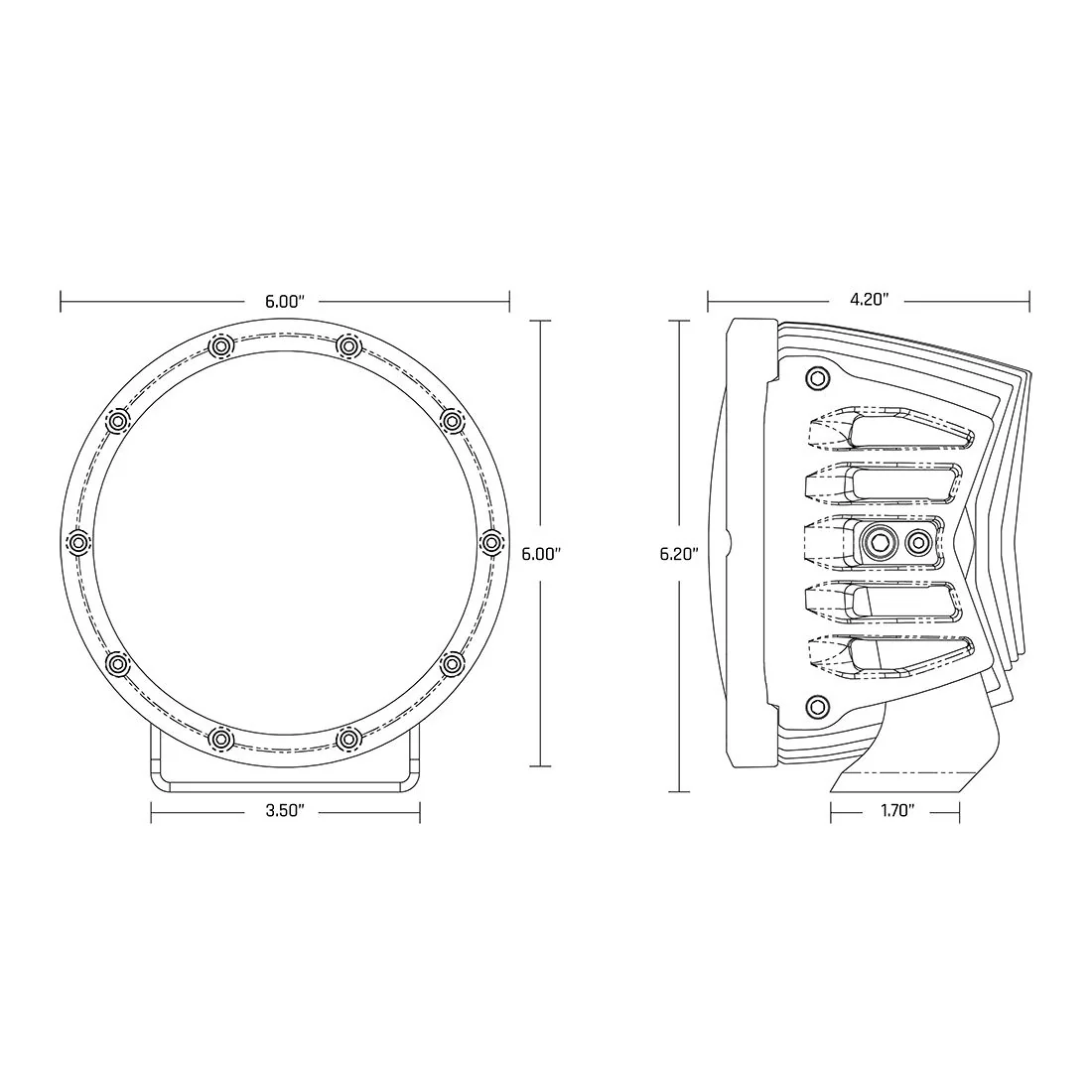 360-Series 6-Inch Spot with Amber PRO Lens Pair Rigid Industries - Image 4